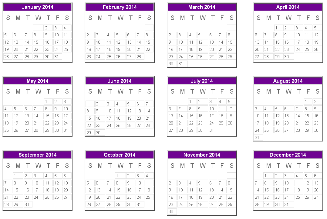 Printable 2014 Calendar â Crafthubs